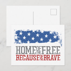 Carte Postale Maison des libres grâce aux braves Drapeau USA