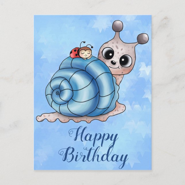 Carte Postale Maison d'escargot bleu (Devant)