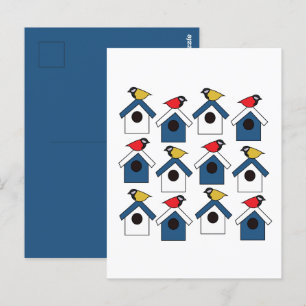 Carte Postale Maison d'oiseau Maison d'oiseau Oiseaux Colorés Ma