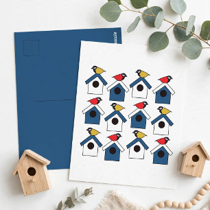 Carte Postale Maison d'oiseau Maison d'oiseau Oiseaux Colorés Ma