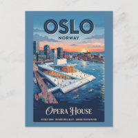 Maison d'opéra d'Oslo Norvège Affiche de voyage vi