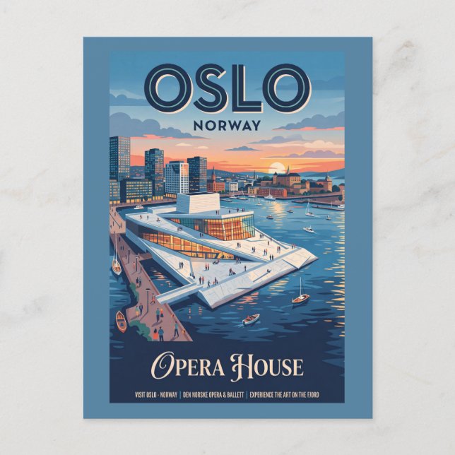 Carte Postale Maison d'opéra d'Oslo Norvège Affiche de voyage vi (Devant)