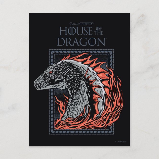Carte Postale MAISON DU DRAGON | Profil de dragon en flammes (Devant)