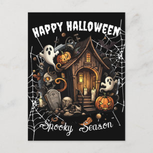 Carte postale 🎃 Maison Éffrayante - NOIR 👻 🕷️
