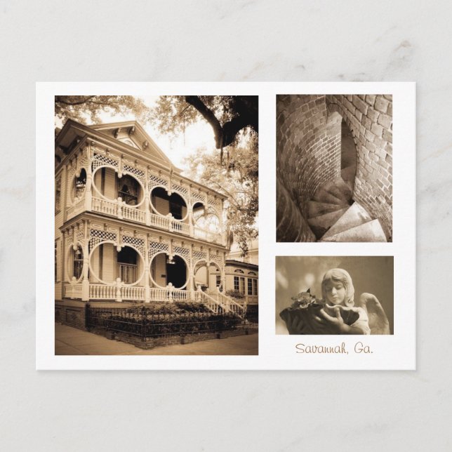 Carte Postale Maison en pain d'épices - Savannah, GA (Devant)