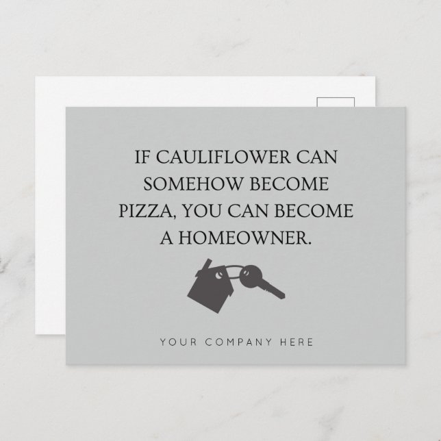 Carte Postale Maison et clé de l'agriculture immobilière amusant (Devant / Derrière)