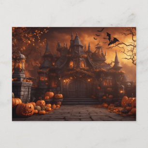 Carte Postale Maison gothique effrayante d'Halloween, manoir eff