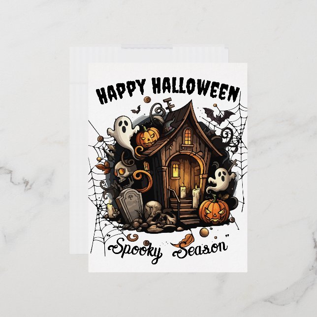 Carte postale 🎃 Maison Hantée Éffrayante - BLANC  (Enveloppe)