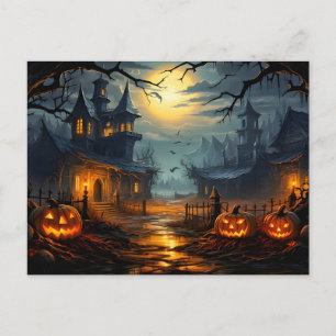 Carte Postale Maison hantée effrayante Halloween