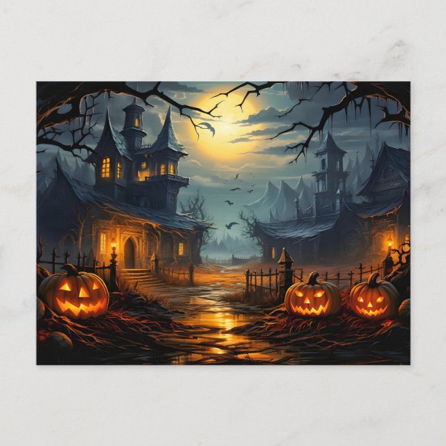 Carte Postale Maison hantée effrayante Halloween (Devant)