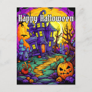Carte Postale Maison Hantée Effrayante   Joyeux Halloween