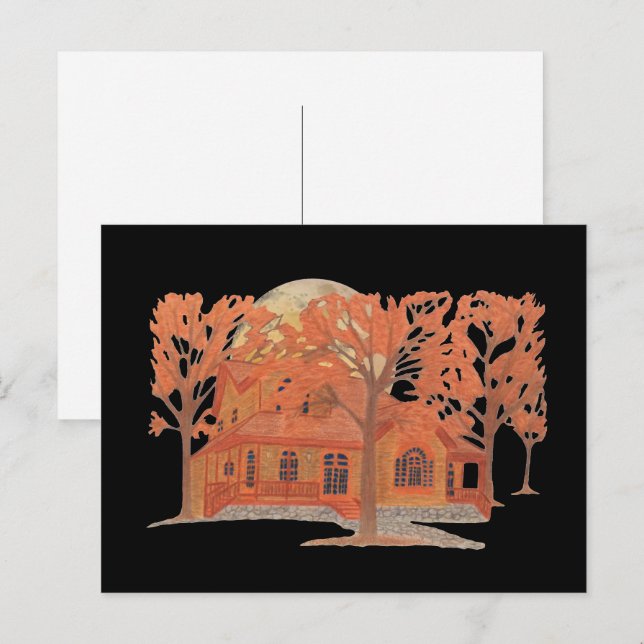 Carte Postale Maison Hantée Épouvantable d'Halloween (Devant / Derrière)