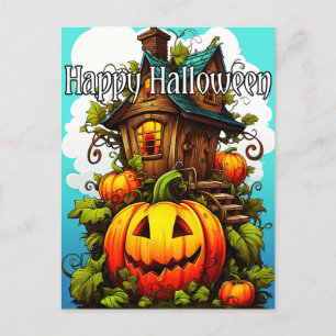 Carte Postale Maison Hantée Festive   Bonne Halloween