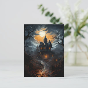 Carte Postale Maison hantée gothique foncé Halloween