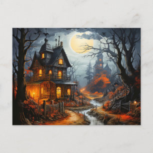 Carte Postale Maison hantée Halloween effrayante