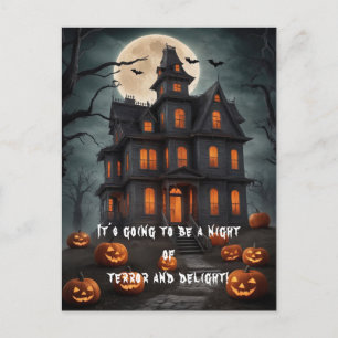 Carte Postale Maison Hantée sombre Art Eerie Halloween