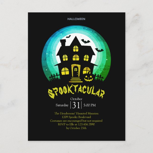 Carte Postale Maison Hantée Spooktacular Soirée Halloween (Devant)