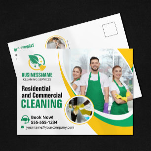 Carte Postale Maison Jaune Vert Nettoyage Maid Maid