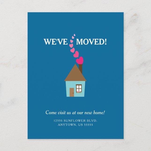 Carte Postale Maison mignonne Avec Coeurs Nous avons déménagé No (Devant)