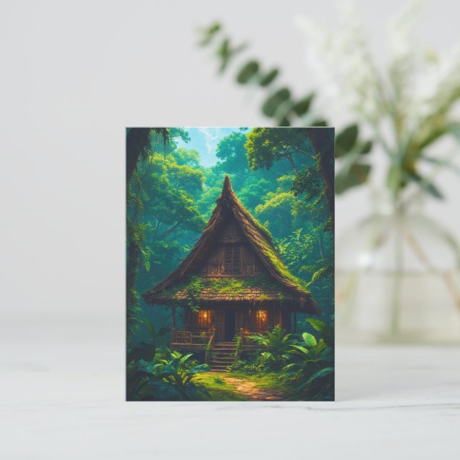 Carte Postale Maison Silencieuse dans la Forêt Tropicale (Debout devant)