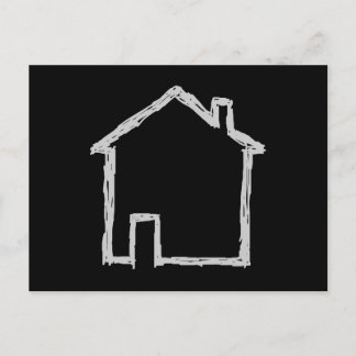 Carte Postale Maison Sketch. Gris et Noir.