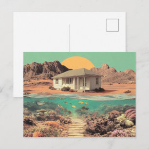 Carte Postale Maison surréaliste du désert avec récif sous-marin