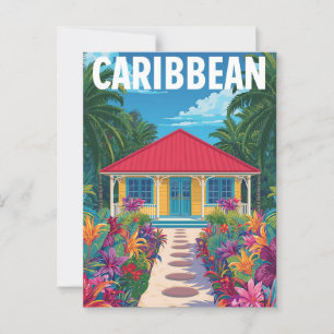 Carte Postale Maison tropicale des Caraïbes vintages