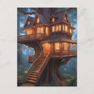 Carte Postale maison victorienne aux feux d'arbres sur redwood t