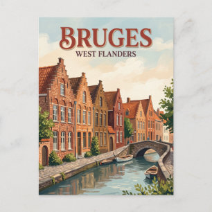 Carte Postale Maisons à pignon côté canal à Bruges Belgique