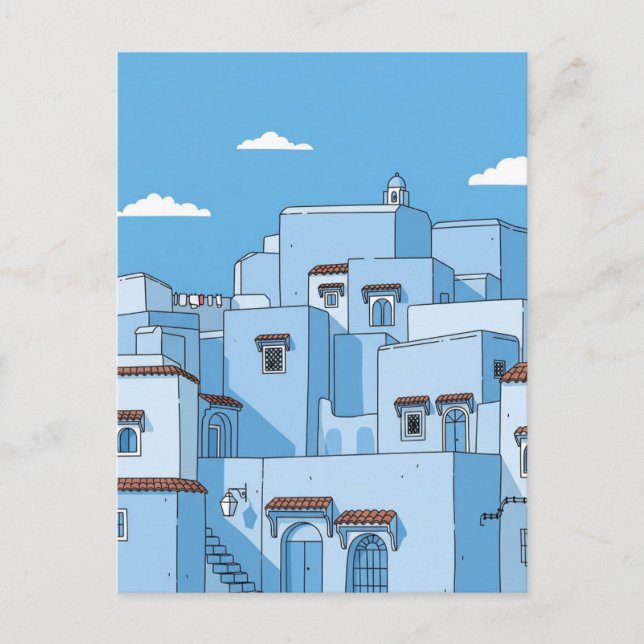 Carte Postale Maisons bleues à Chefchaouen Maroc Voyage (Devant)