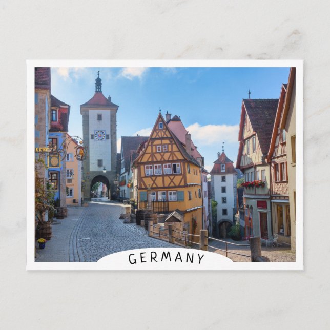 Carte Postale Maisons colorées à Rothenburg, Allemagne (Devant)
