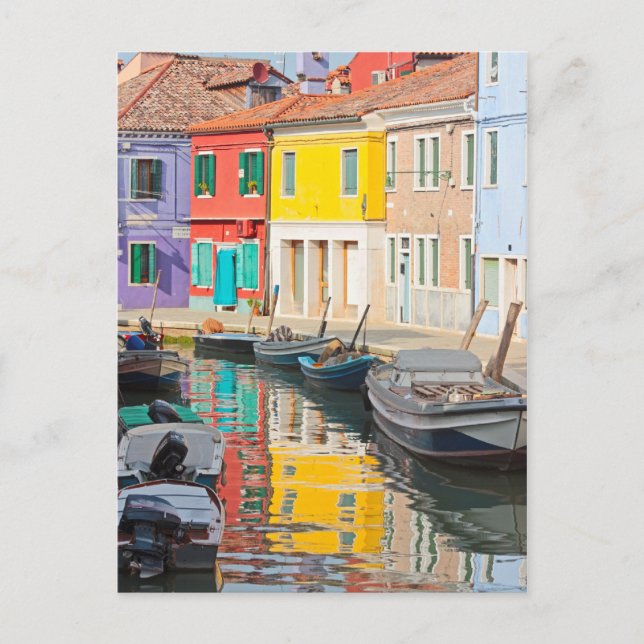 Carte Postale Maisons de couleurs à Venise île Burano Italie (Devant)