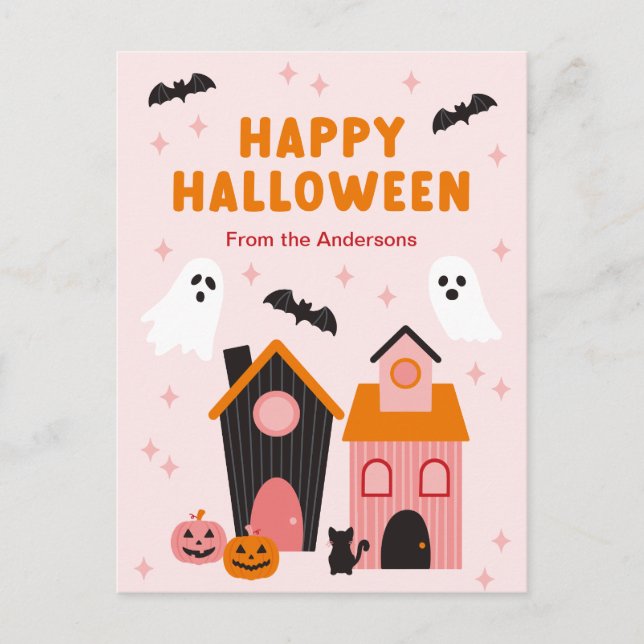 Carte Postale Maisons de Halloween éffrayantes (Devant)