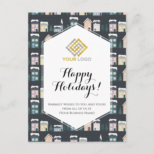 Carte Postale Maisons de Noël Logo d'hiver Affaires (Devant)