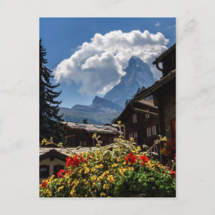 Carte Postale Maisons de village Matterhorn et Zermatt, Suisse