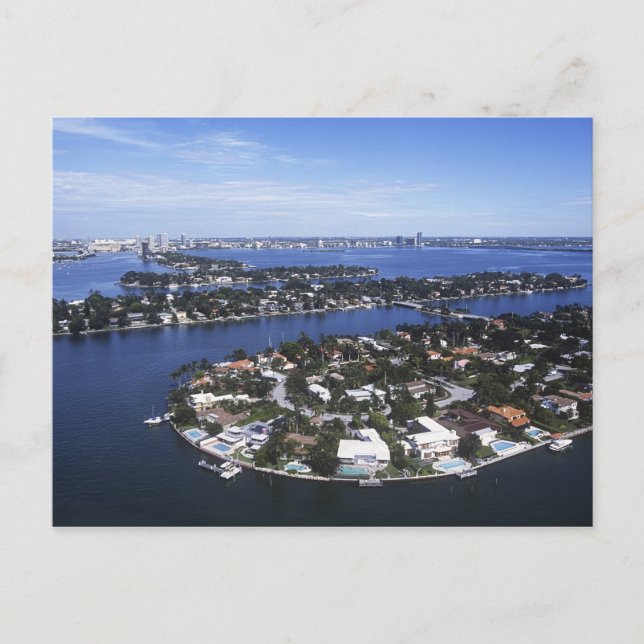 Carte Postale Maisons d'île privée de Biscayne Bay, Star (Devant)