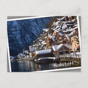 Carte Postale Maisons en bois au bord du lac à Hallstatt, Autric