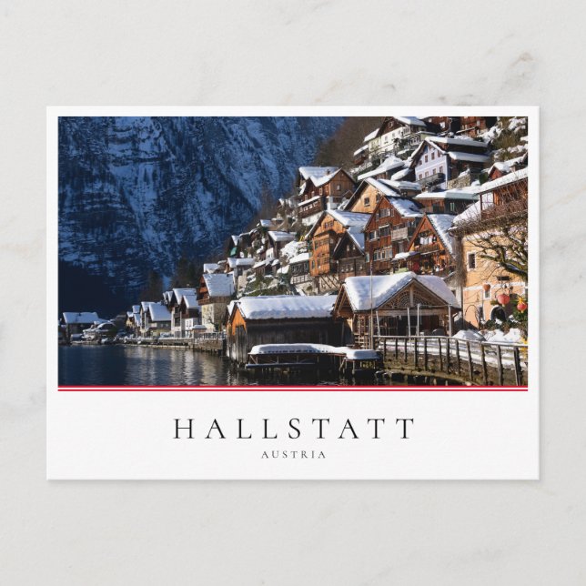 Carte Postale Maisons en bois au bord du lac à Hallstatt, Autric (Devant)
