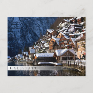 Carte Postale Maisons en bois au bord du lac à Hallstatt, Autric
