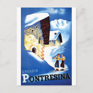 Carte Postale Maisons en Pontresina, Suisse
