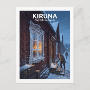 Carte Postale Maisons historiques en bois de Kiruna en Suède
