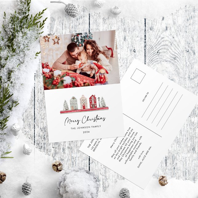 Carte Postale Maisons mignonnes Photo du rapport annuel de Noël  (Créateur téléchargé)