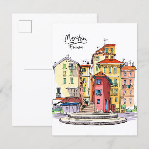 Carte Postale Maisons provençales Menton France Illustration Voy
