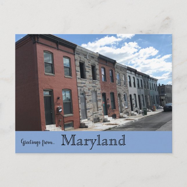 Carte Postale Maisons sur North Port Street Baltimore Maryland (Devant)