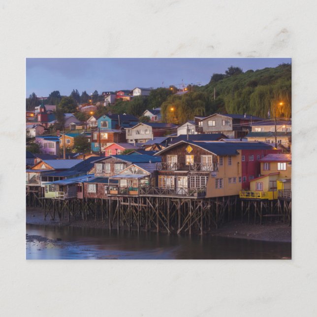 Carte Postale Maisons sur pilotis de Palafito, vue en hauteur (Devant)