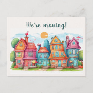 Carte Postale Maisons Whimsical modifiables Moving Faire-part