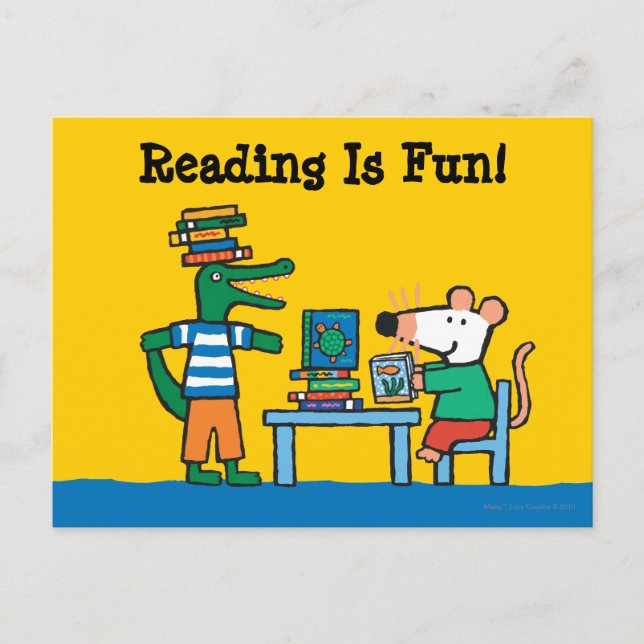 Carte Postale Maisy et amis Profitez de la bibliothèque (Devant)