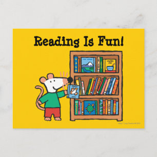 Carte Postale Maisy et une bibliothèque de livres