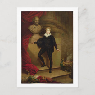 Carte Postale Maître Betty comme Hamlet avant un buste de Shakes