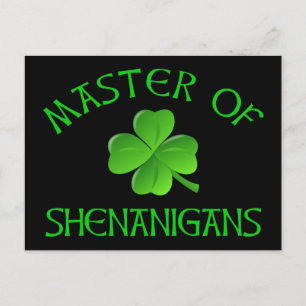 Carte Postale Maître des Shenanigans Funny St. Patrick's Day